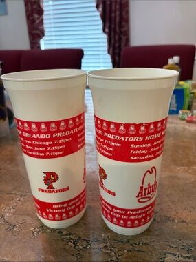 x Orlando Predators Promotional Red & White Plastic Cups - Set of 2